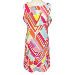 Ronni Nicole Sheath Dress Womens 6 Multicolor Geometric Sleeveless Mod Retro